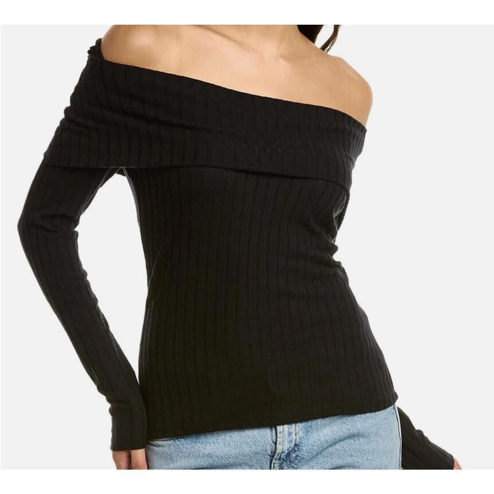 NEW MICHAEL STARS aspen ribbed top in black